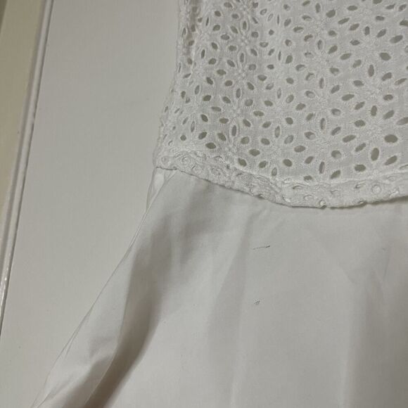 Anthropologie HD in Paris Eyelet Hi Low sleeveless cotton Blouse White Size XS - Picture 3 of 8
